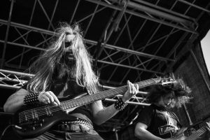 Black Metal band Inverted Saint live with guitar player and bass player